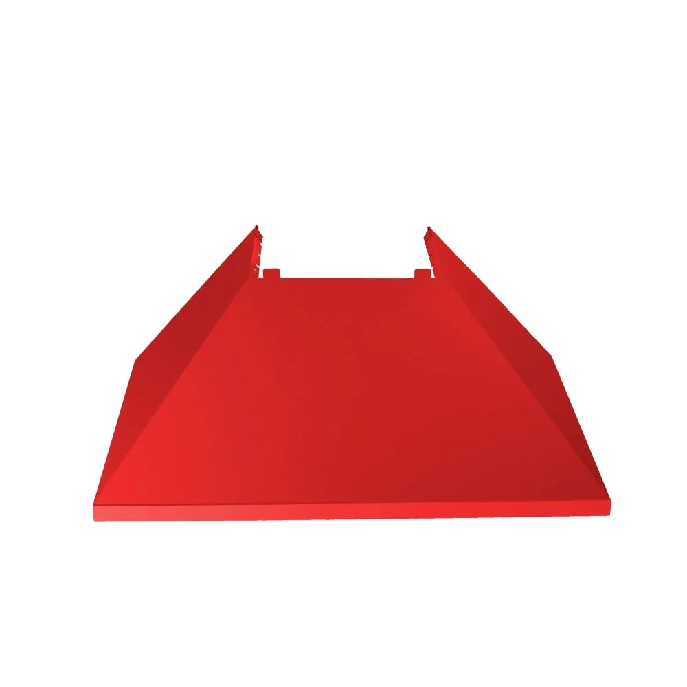 ZLINE Ducted Satin Stainless Steel Wall Mount Range Hood with Red Matte Shell and Size Options (8654RM)