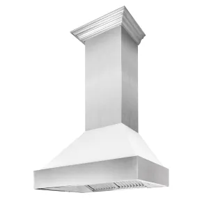 ZLINE Ducted Satin Stainless Steel Wall Mount Range Hood with White Matte Shell and Size Options (8654WM)
