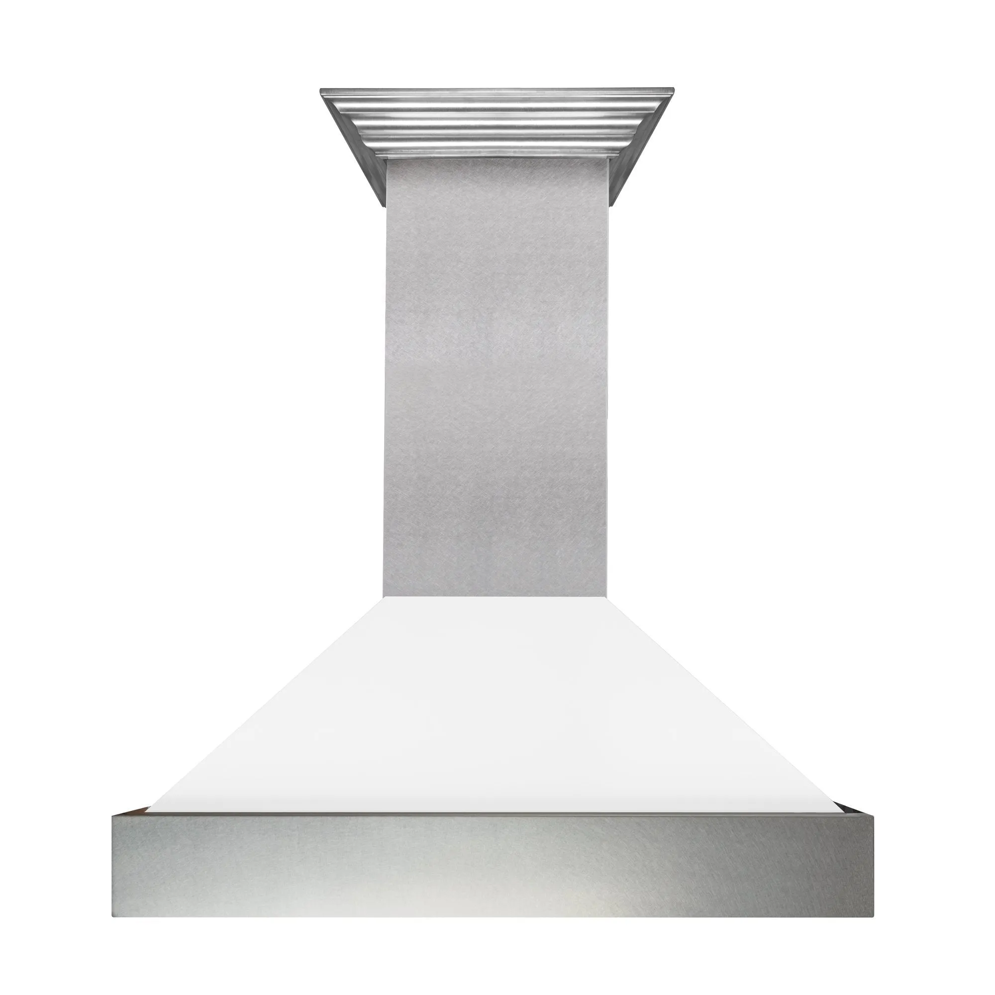 ZLINE Ducted Satin Stainless Steel Wall Mount Range Hood with White Matte Shell and Size Options (8654WM)