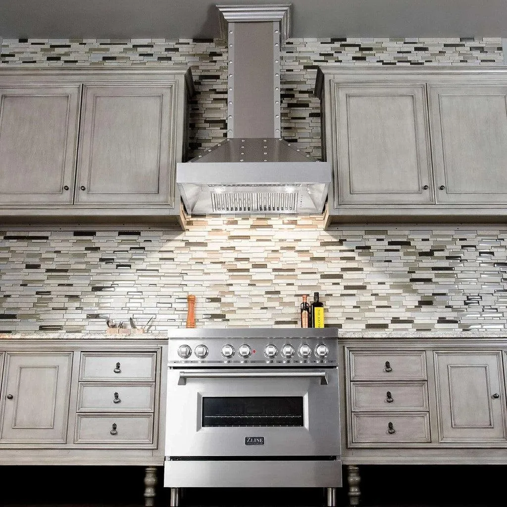 ZLINE Ducted Vent Designer Series Wall Mount Range Hood in Satin Stainless Steel with Size Options (655-4SSSS)
