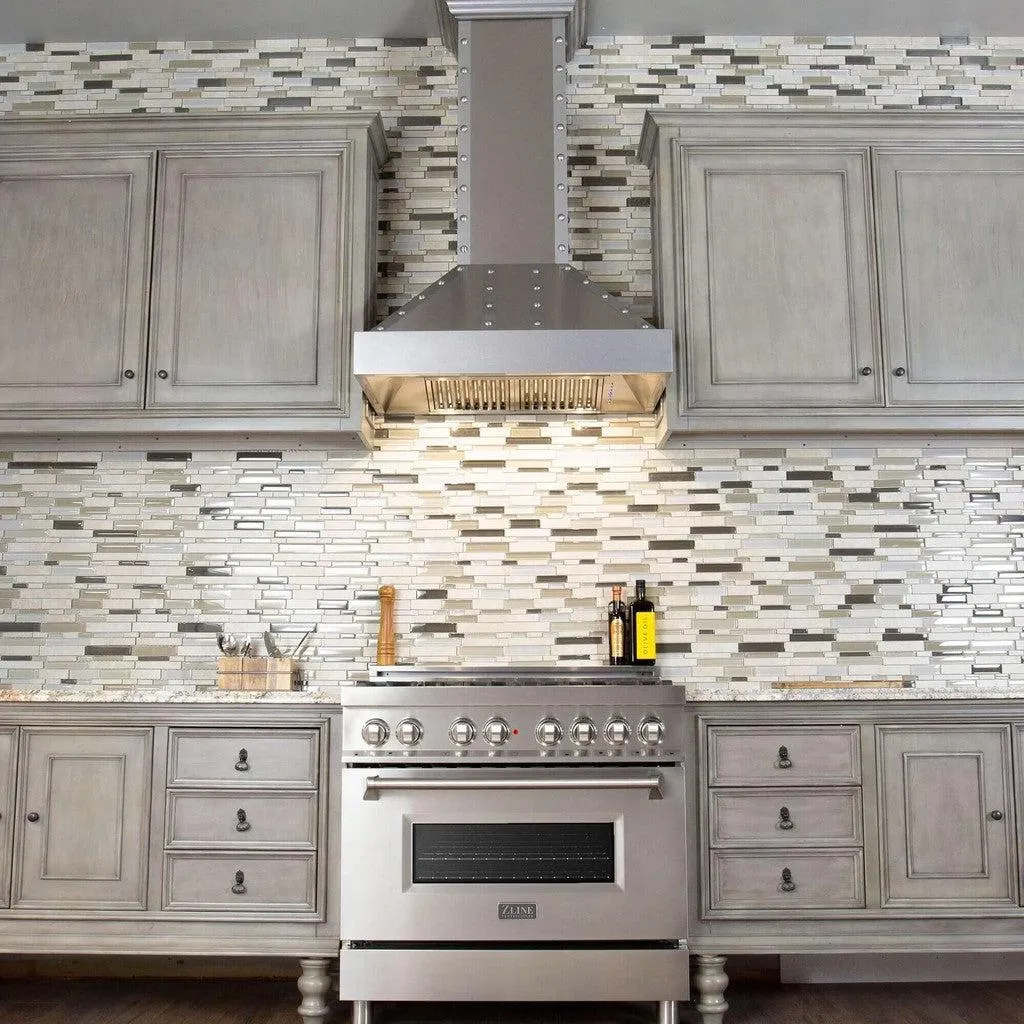 ZLINE Ducted Vent Designer Series Wall Mount Range Hood in Satin Stainless Steel with Size Options (655-4SSSS)