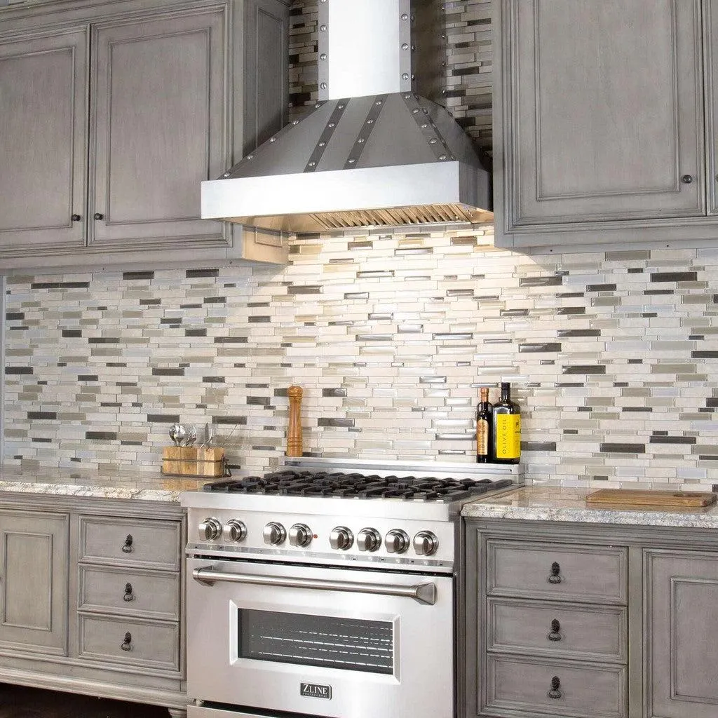 ZLINE Ducted Vent Designer Series Wall Mount Range Hood in Satin Stainless Steel with Size Options (655-4SSSS)