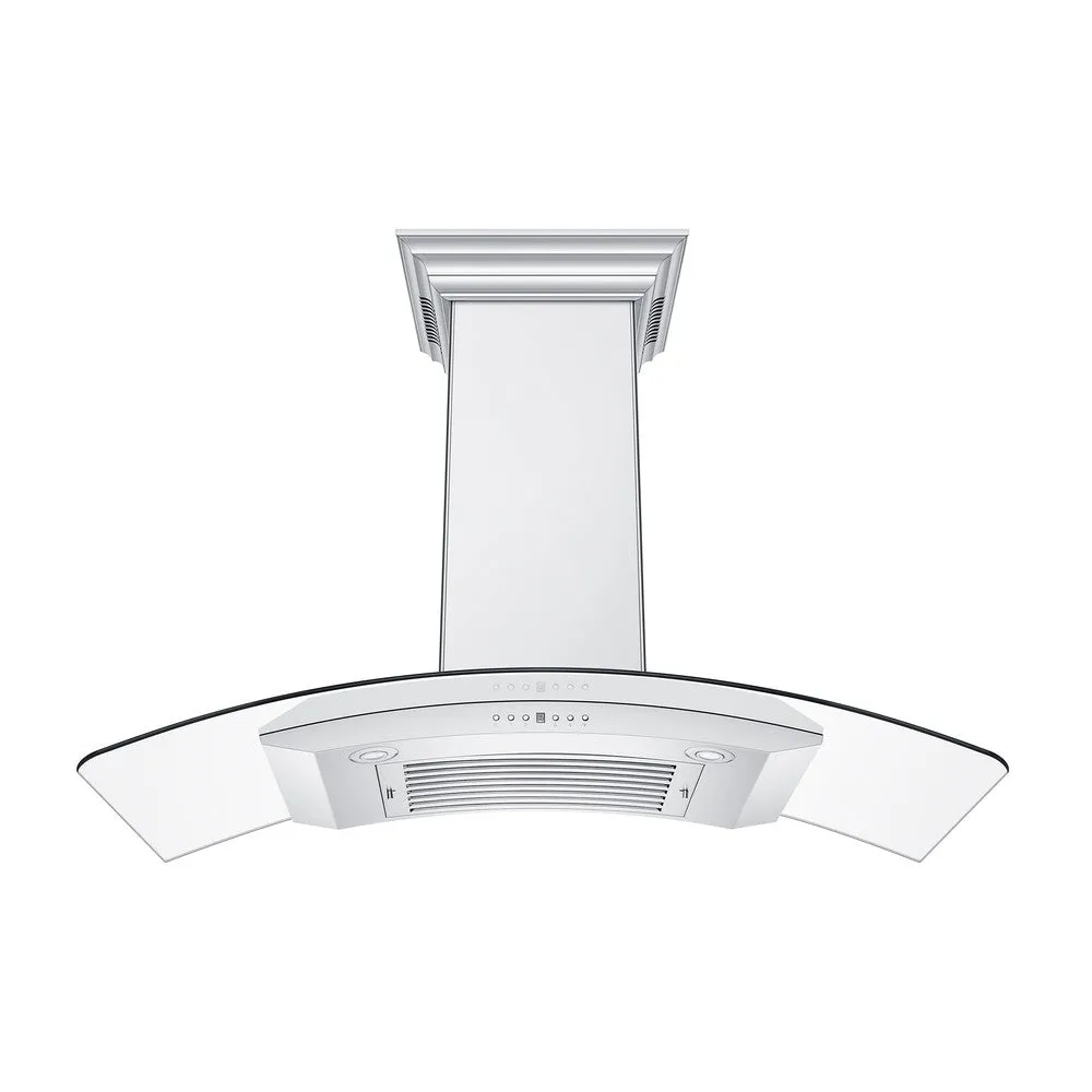 ZLINE Ducted Vent Wall Mount Range Hood in Stainless Steel and Glass with Built-in CrownSound Bluetooth Speakers (KN4CRN-BT)
