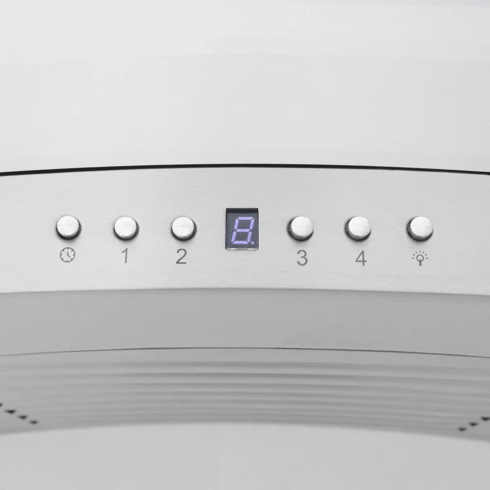 ZLINE Ducted Vent Wall Mount Range Hood in Stainless Steel and Glass with Built-in CrownSound Bluetooth Speakers (KN4CRN-BT)