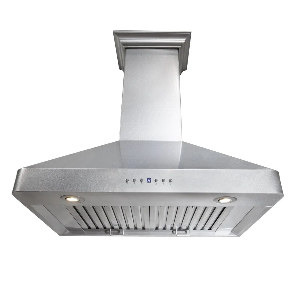 ZLINE Ducted Wall Mount Range Hood in Satin Stainless Steel with Size Options (8KF2S)
