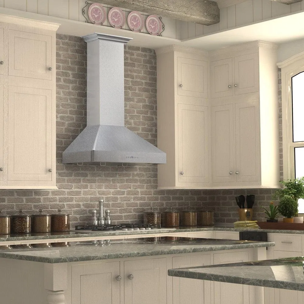 ZLINE Ducted Wall Mount Range Hood in Satin Stainless Steel with Size Options (8KF2S)