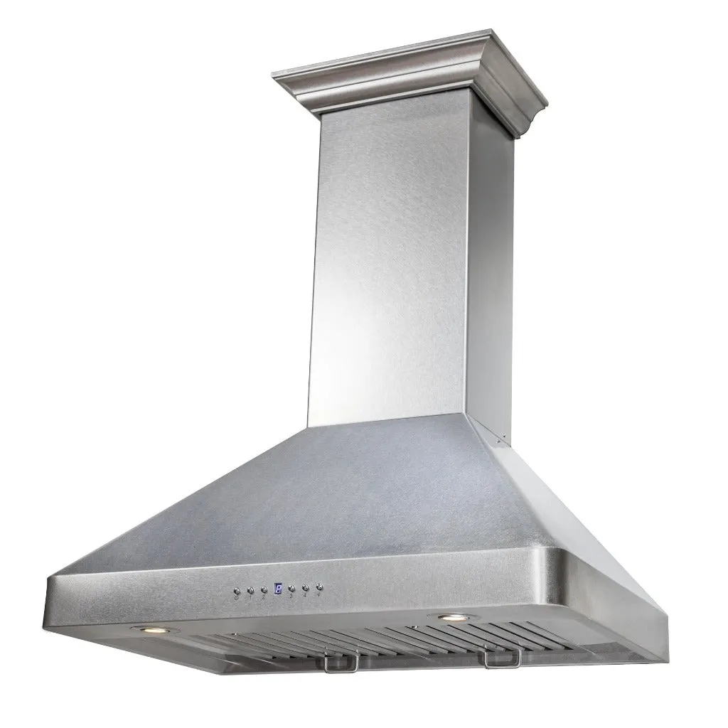 ZLINE Ducted Wall Mount Range Hood in Satin Stainless Steel with Size Options (8KF2S)