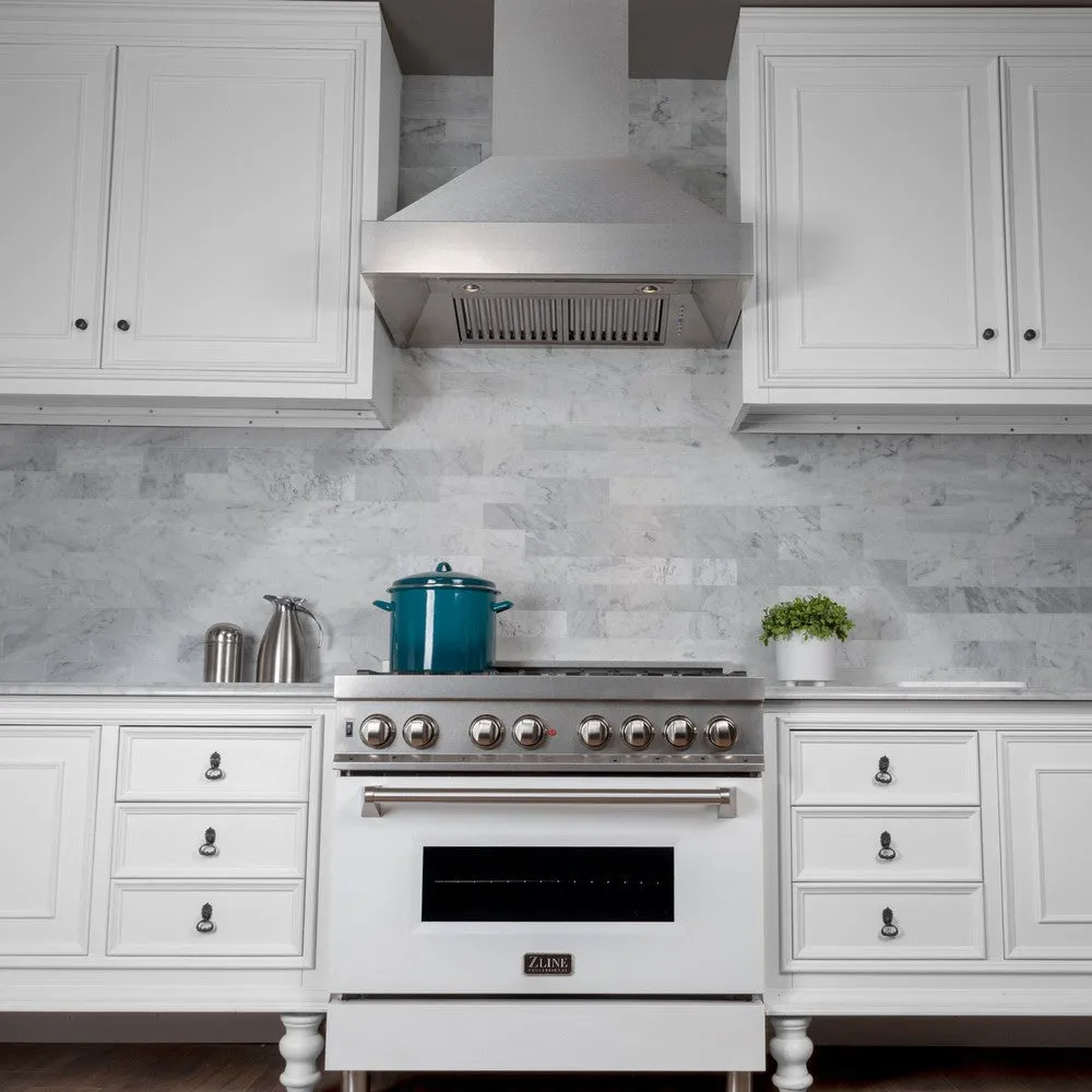 ZLINE Satin Stainless Steel Wall Mount Range Hood with Size Options (8654SN)