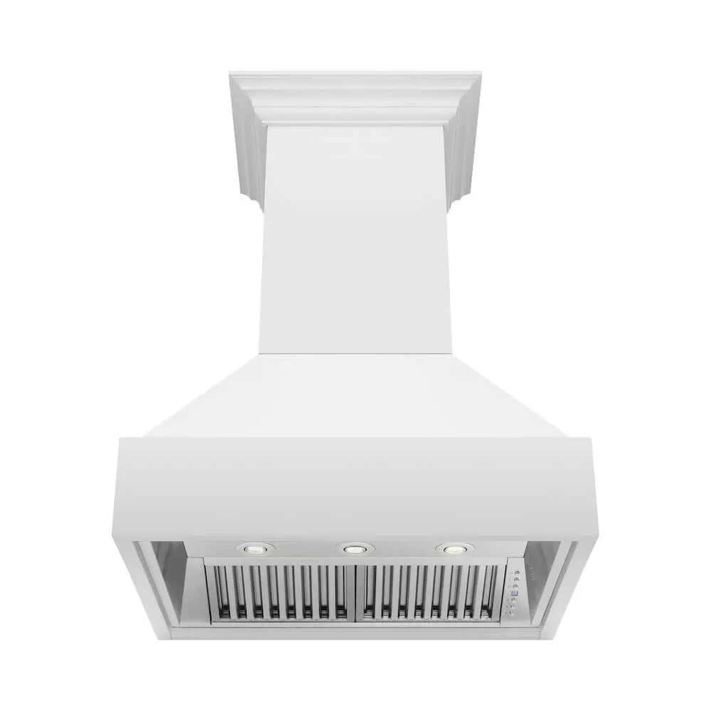 ZLINE Wooden Wall Mount Range Hood in Rustic Bright White Finish with Size Options (355WW)