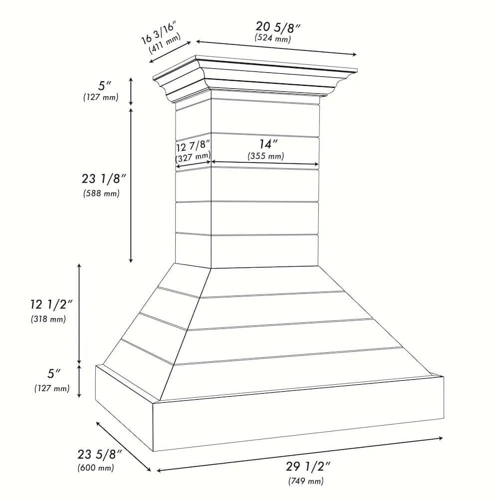 ZLINE Wooden Wall Mount Range Hood in Rustic Shiplap Black Finish with Stainless Steel Accents with Size Options (365CC)