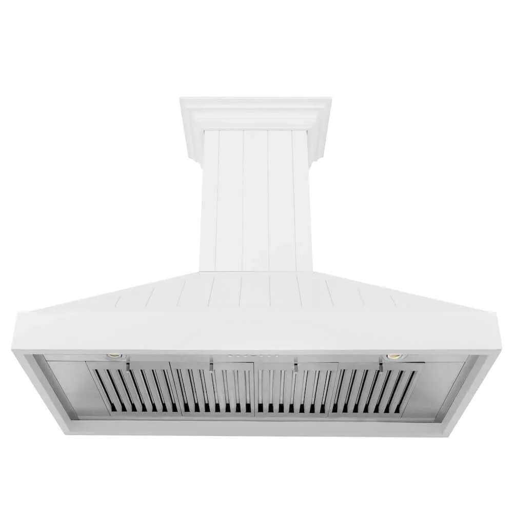 ZLINE Wooden Wall Mount Range Hood in Shiplap Bright White Finish with Size Options (KPWW)
