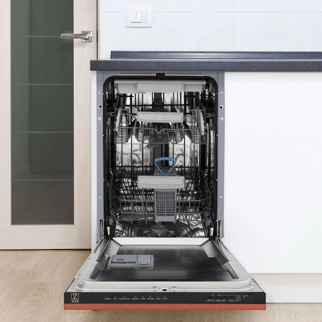 ZLINE 18 in. Tallac Series 3rd Rack Top Control Built-In Dishwasher in Copper with Stainless Steel Tub, 51dBa (DWV-C-18)