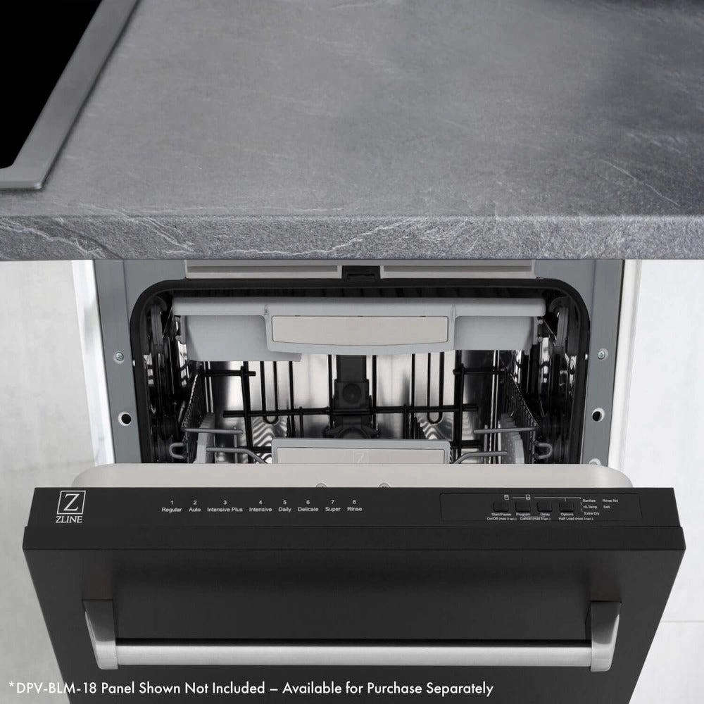 ZLINE 18 in. Tallac Series 3rd Rack Top Control Built-In Dishwasher in Custom Panel Ready with Stainless Steel Tub, 51dBa (DWV-18)