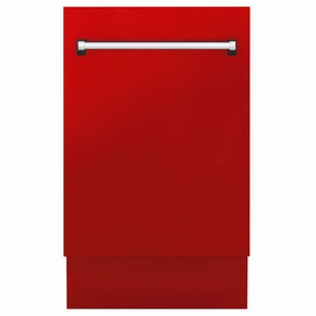 ZLINE 18 in. Tallac Series 3rd Rack Top Control Built-In Dishwasher in Red Matte with Stainless Steel Tub, 51dBa (DWV-RM-18)