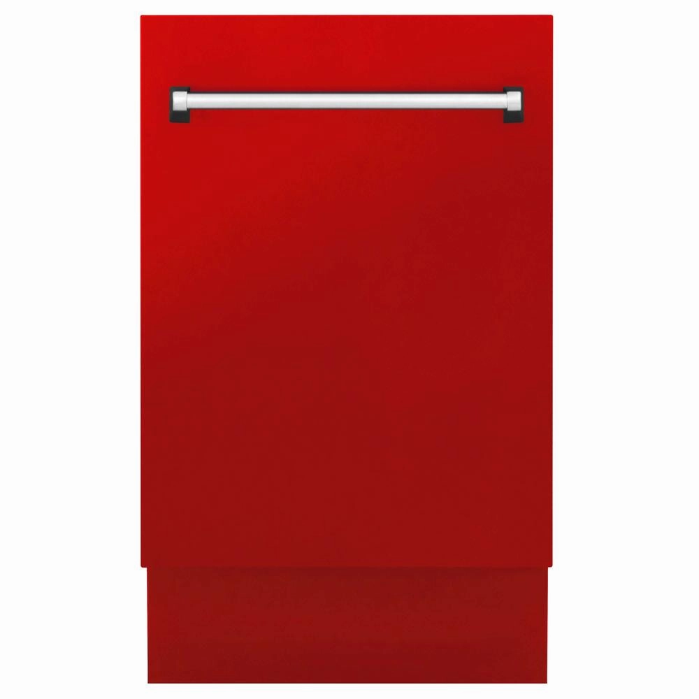 ZLINE 18 in. Tallac Series 3rd Rack Top Control Built-In Dishwasher in Red Matte with Stainless Steel Tub, 51dBa (DWV-RM-18)