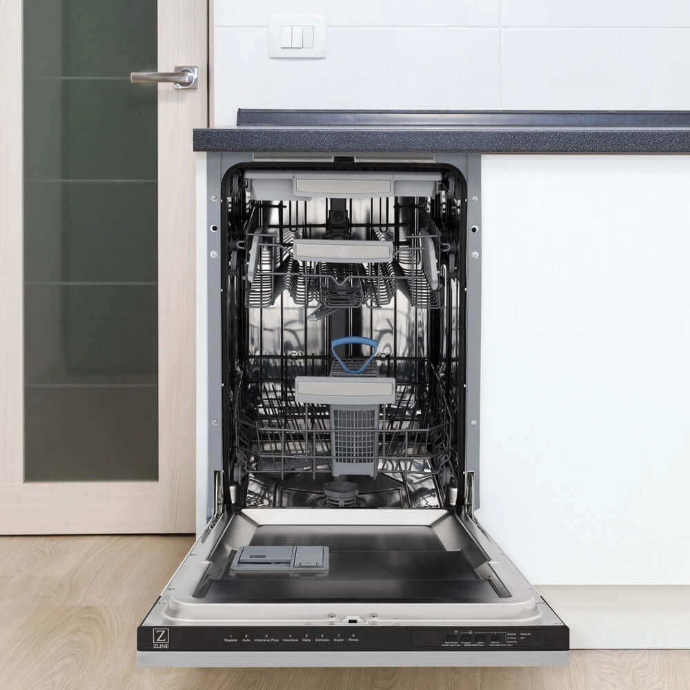 ZLINE 18 in. Tallac Series 3rd Rack Top Control Built-In Dishwasher in Stainless Steel and Traditional Handle, 51dBa (DWV-304-18)