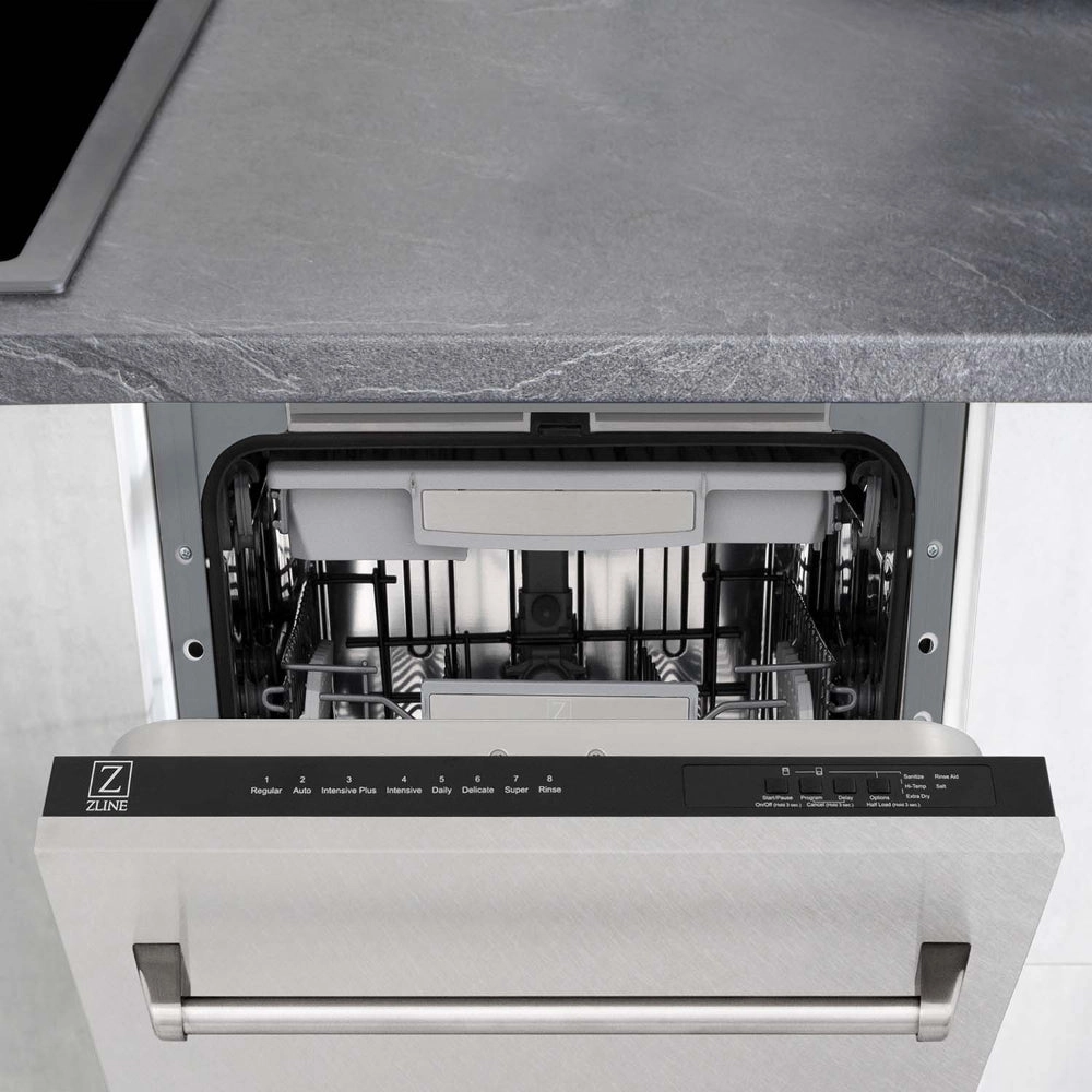 ZLINE 18 in. Tallac Series 3rd Rack Top Control Dishwasher with Satin Stainless Steel Panel and Stainless Steel Tub, 51dBa (DWV-SN-18)