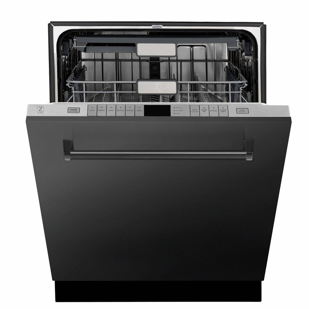 ZLINE 24 in. Monument Series 3rd Rack Top Touch Control Dishwasher in Black Stainless Steel with Stainless Steel Tub, 45dBa (DWMT-BS-24)