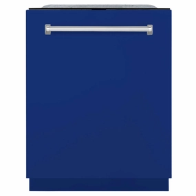 ZLINE 24 in. Monument Series 3rd Rack Top Touch Control Dishwasher in Blue Gloss with Stainless Steel Tub, 45dBa (DWMT-BG-24)