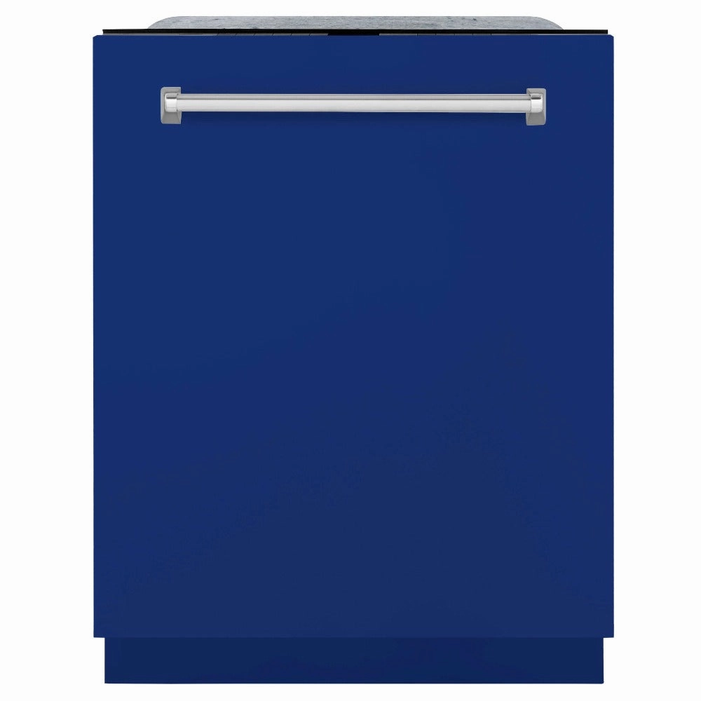 ZLINE 24 in. Monument Series 3rd Rack Top Touch Control Dishwasher in Blue Matte with Stainless Steel Tub, 45dBa (DWMT-24-BM)