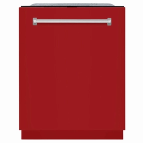 ZLINE 24 in. Monument Series 3rd Rack Top Touch Control Dishwasher in Red Gloss with Stainless Steel Tub, 45dBa (DWMT-RG-24)