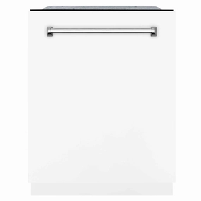 ZLINE 24 in. Monument Series 3rd Rack Top Touch Control Dishwasher in White Matte with Stainless Steel Tub, 45dBa (DWMT-WM-24)