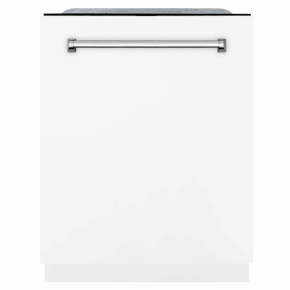 ZLINE 24 in. Monument Series 3rd Rack Top Touch Control Dishwasher in White Matte with Stainless Steel Tub, 45dBa (DWMT-WM-24)